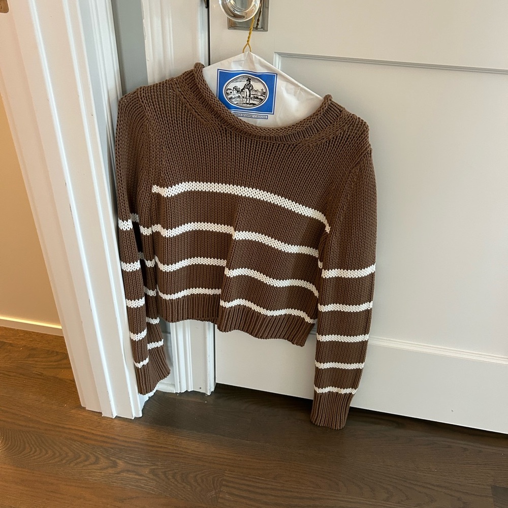 La Ligne XS brown and white striped sweater NWOT